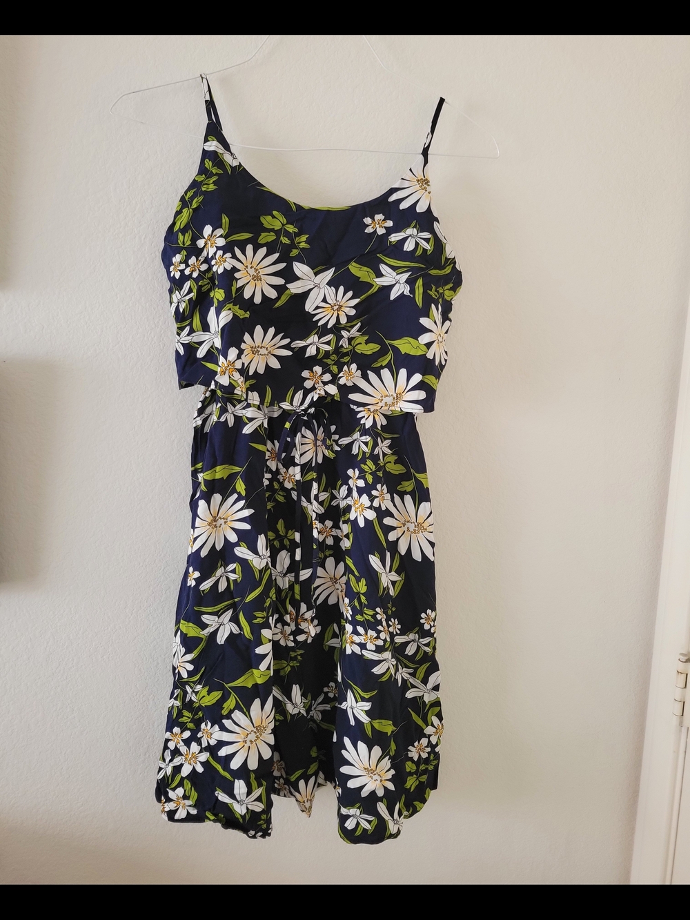 Floral Navy Spaghetti-Strap Midi Dress